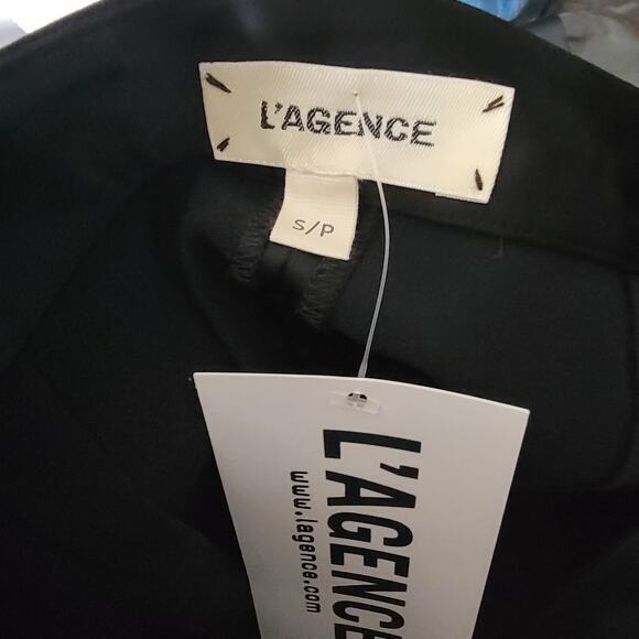 NEW L'AGENCE Women's High Rise Satin Effect Suiting Ankle Trouser Black Size S - Picture 5 of 13